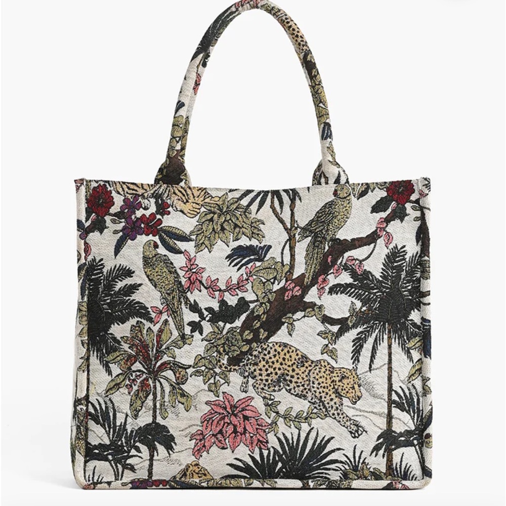 America & Beyond Safari Embroidered Tote Bag - Multicolor - Picture 3 of 12